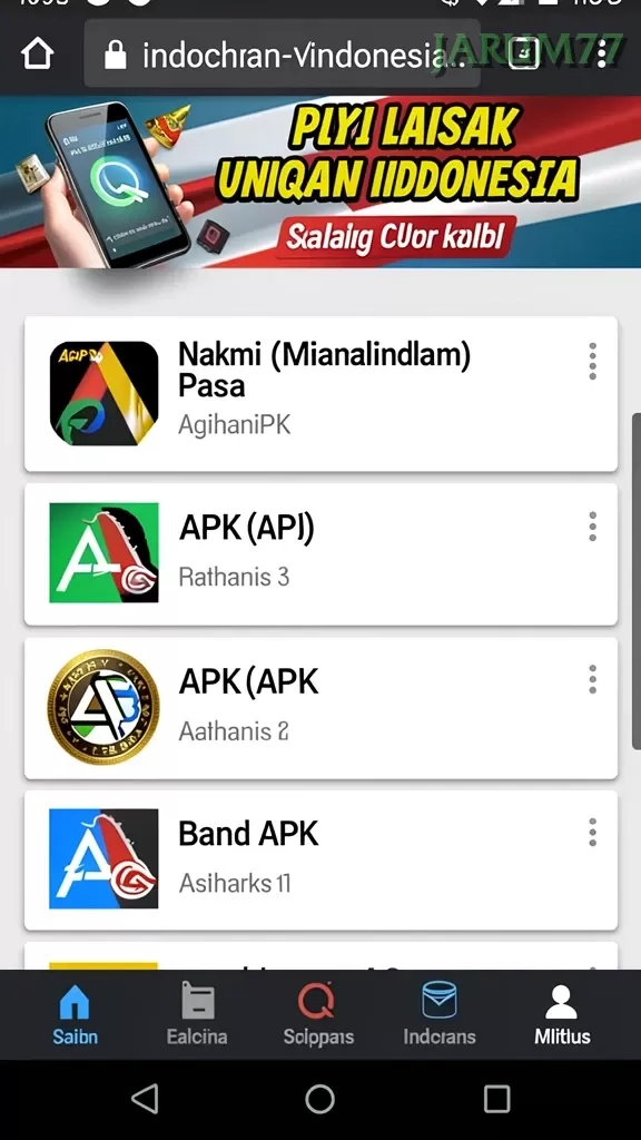 Galeri pratinjau visual jarum77 build APK resmi terbaru